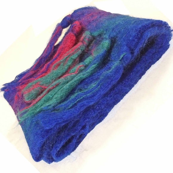 ST ALBANS Blue Teal Purple Mohair Scarf 72"L Australia EUC - Picture 3 of 3